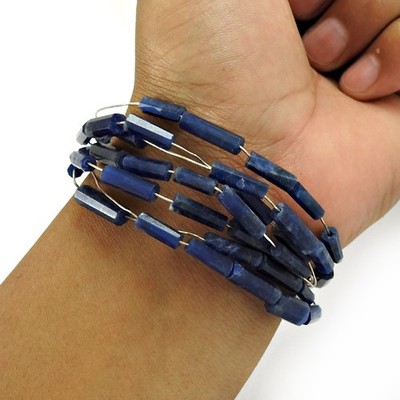 Natural Lapis Lazuli Gemstone 925 Silver Beaded Bracelet For Her Valentine Gift