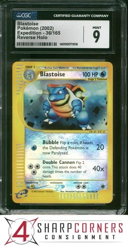2002 POKEMON EXPEDITION #36 BLASTOISE REVERSE HOLO CGC 9