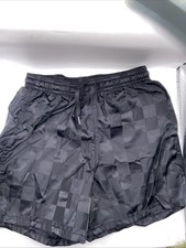 UMBRO VTG 90s CHECKERBOARD BLACK SOCCER ACTIVE SATIN SHORTS YOUTH XS New