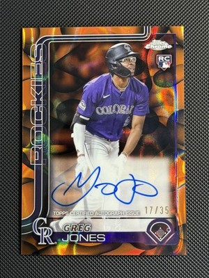 2025 Topps Chrome Update Greg Jones ORANGE/BLACK LAVA LAMP RC AUTO 17/35 SSP!!!
