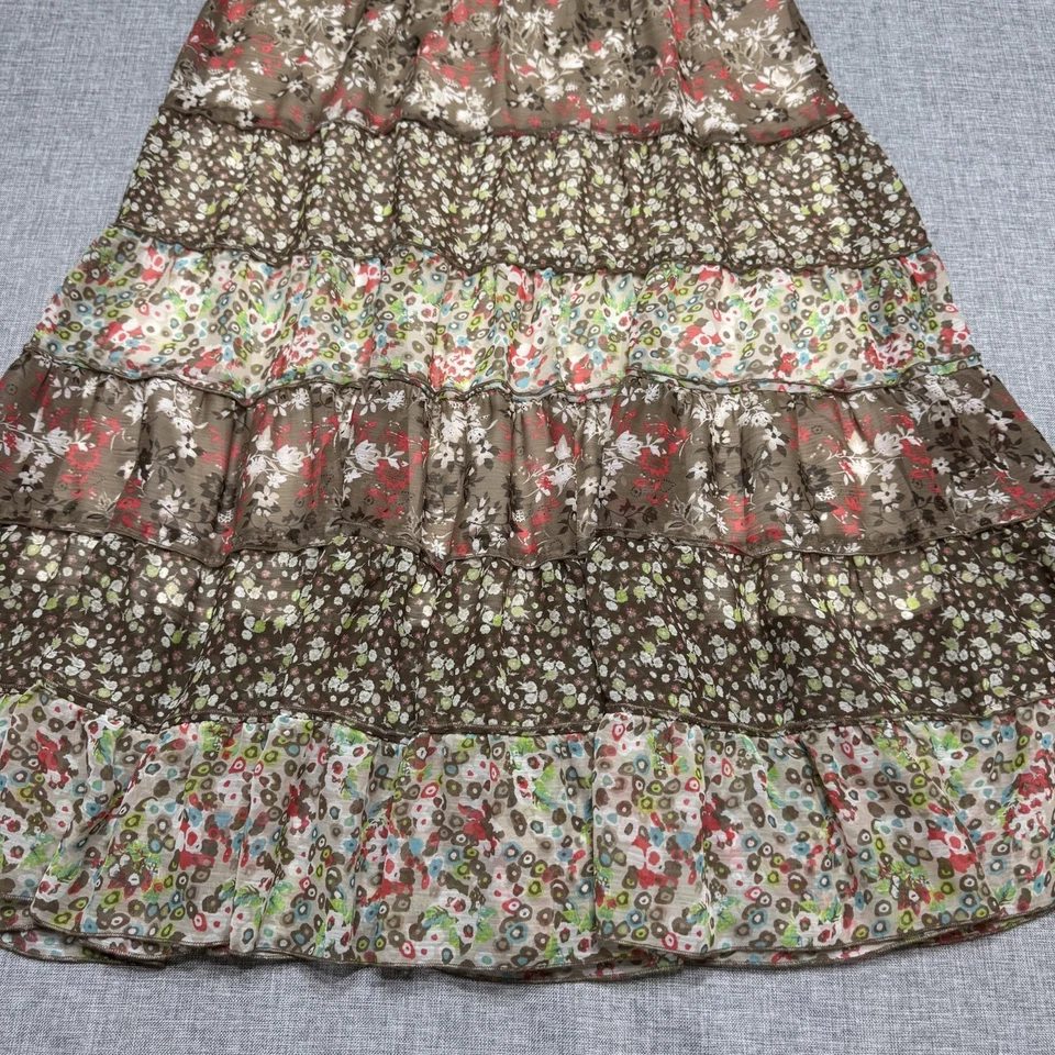 Falda Boho Midi Christopher & Banks XL En Niveles Floral Gasa Pradera Campesina Foto 3 de 4