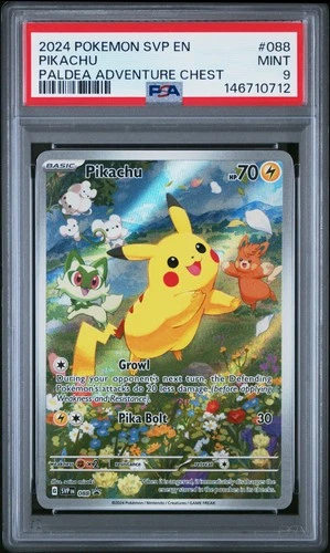 2024 POKEMON SVP EN-SV BLACK STAR PROMO PALDEA ADVENTURE CHEST PIKACHU PSA 9