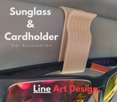 Car Sunglasses Holder Visor & Card, Clip Set of 2