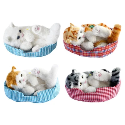 Stofftier interaktives Haustierspielzeug schlafende Katzen auf Matte vielseitiger Begleiter Haustier Katze