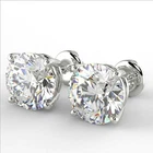 2.12 Ct Round Cut VS2/E Diamond Stud Earrings 14K White Gold