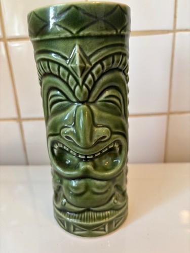 2 Vtg. Tiki Mugs ~ Green Glazed Smiling Big Nose, OMC & Orchids of Hawaii Japan - Bild 9 von 15
