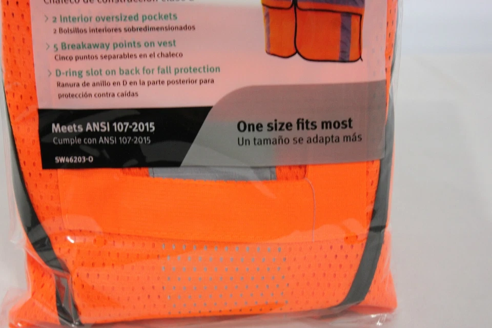 Safety Works Class 2 Reflective Tape Safety Work Vest High Visibility w/ Pockets - Image 3 of 4