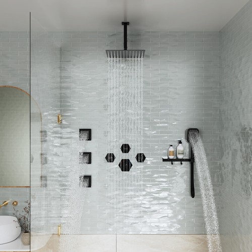CASAINC Sistema Doccia Termostatico Montaggio a Soffitto 3Funzioni Getti Massaggio Pioggia - Foto 34 di 34
