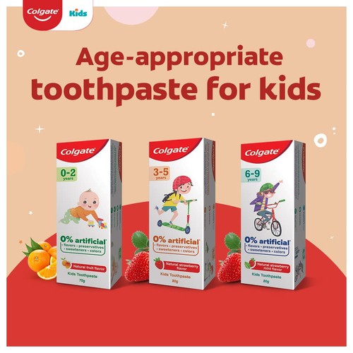 Colgate Kids Toothpaste 0% Artificial Preservatives, Colours, Sweeteners Strawbe - Picture 8 of 10