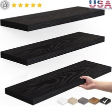 Floating Wall Shelves Set of 3 Rustic Wood Storage Shelf Easy Install Home Decor