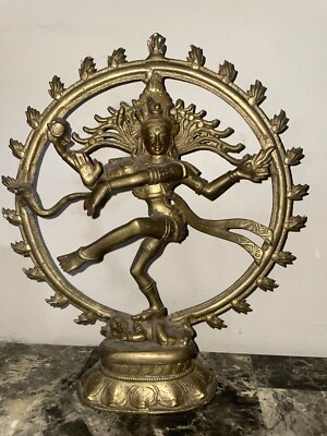 Vintage Indian Hindu Bronze Dancing Shiva Nataraja; Lord of Dance Siva Statue 8''