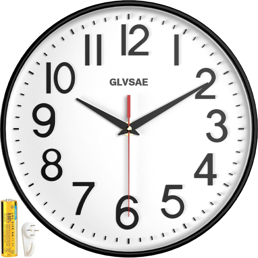 12 Inch Round Wall Clock Silent Non-Ticking Wall Clock Battery Operated Home New