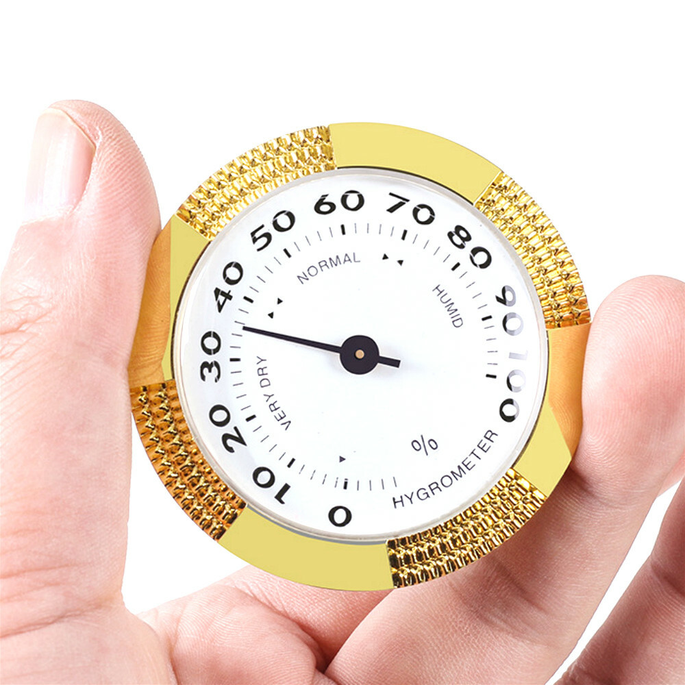 60MM Gold Frame Analog Hygrometer For Cigar Humidor Replacement Battery Free NEW eBay