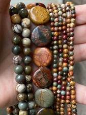 9 Strands Red Creek Jasper Beads, 4mm,8mm,18mm, B.127