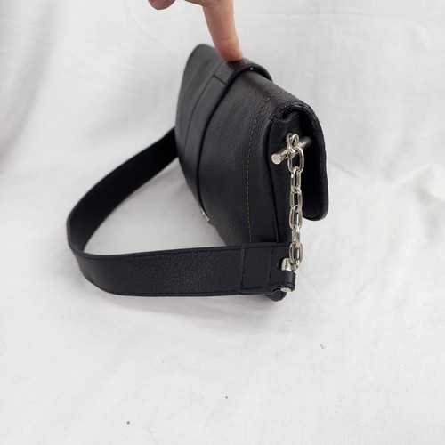 Lamarthe Paris Purse Shoulder Bag Black Pebbled Leather With Contrast Stitching - Picture 7 of 16