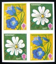 TIMBRE D'ALLEMAGNE  1977  VIGNETTES NON OFFICIELLES NOËL 1953 / 1977 - FLEURS