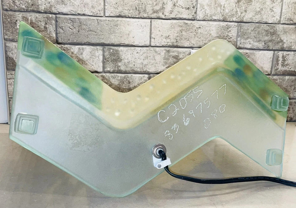 Lámpara de mesa de vidrio pintado a mano escena pueblo diseño artista raro Foto 4 de 4