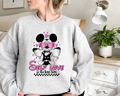 Self Love Is The Best Love Sweatshirt Mickey Mouse Sweatshirt Positive Vibes