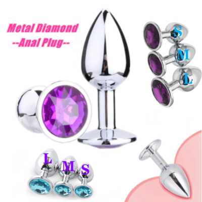 Diamond Stainless Steel Jeweled Anal Butt Plug Orgasm Stimulator Purple  Blue US