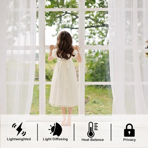 LOYOLADY Gray Sheer Curtain 100"W X 102"L single Panel Sheer Curtain any room - Picture 4 of 9
