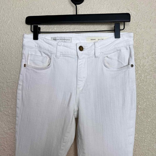Anthropologie x Pilcro Womens Script Skinny Jeans size 27 White Mid Rise Stretch - Picture 5 of 12