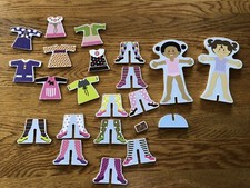 Melissa Doug Reversible Magnetic Dolls Wood Fashion Dress-up Friends