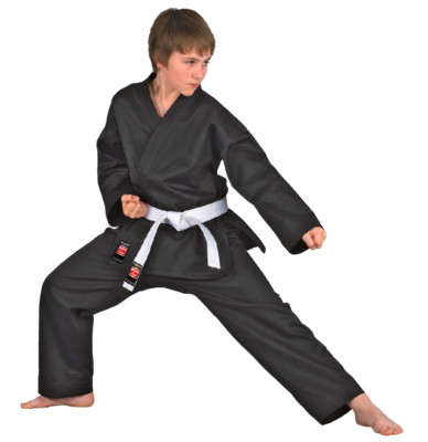 Dojo Line KARATE-Gi schwarz von Danrho, Gr. 130-200cm, mit Gürtel, Karate,