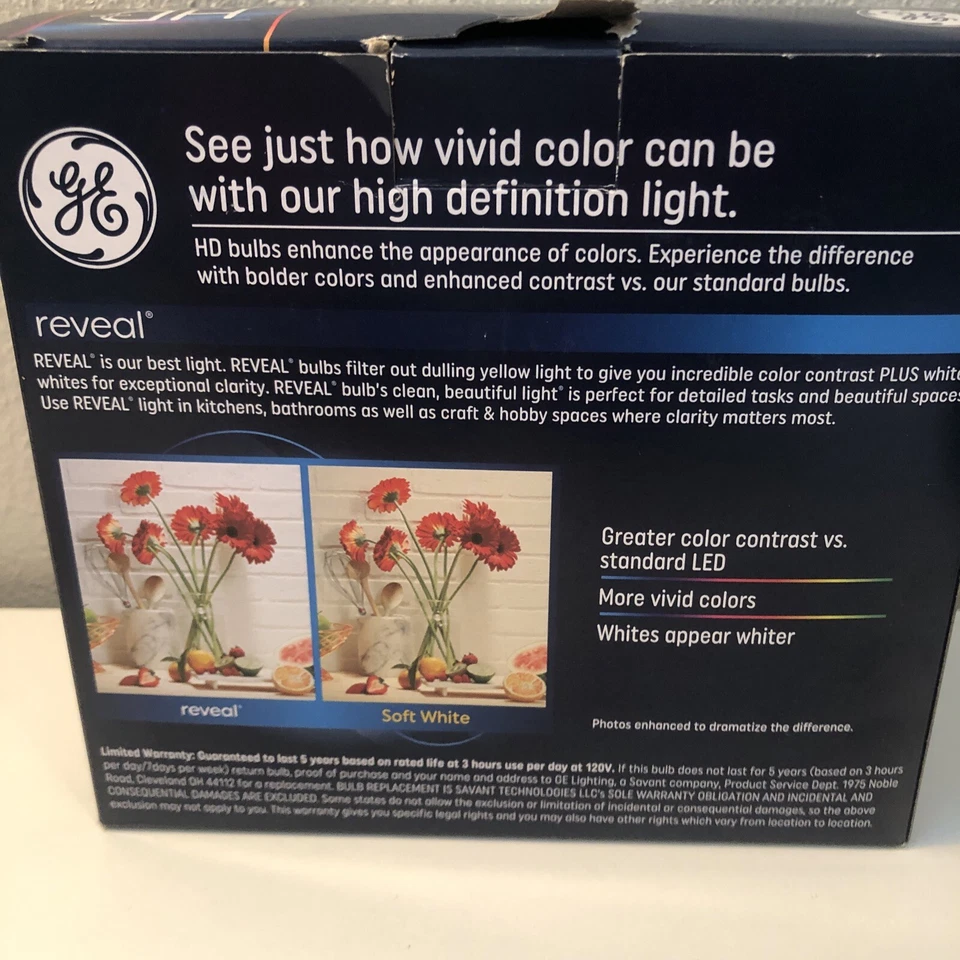 Ge Lighting Reveal HD+ LED Light Bulbs, 650 Lumens,  1-Pk OF 2 BULBS (9w) - Image 3 of 4