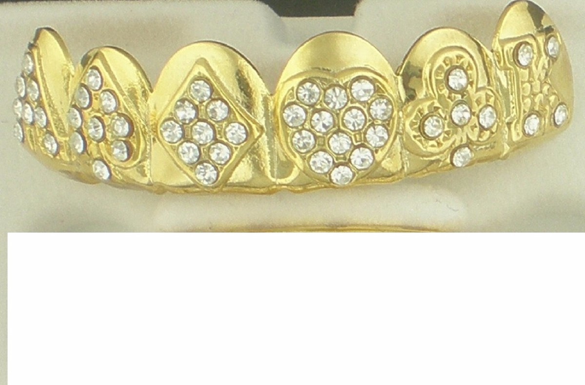 GRILLZ GOLD CZ CARD DESIGN HIP HOP TOP GRILLS L018 | eBay