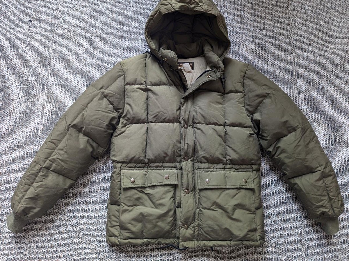 vintage EDDIE BAUER parka GOOSE DOWN hooded L green coat PUFFER