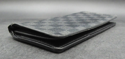 Authentic Louis Vuitton Black Leather Wallet 6 Card Holders Notes & Coins