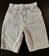 Vintage Bill Blass Shorts Womens 10 Blue Denim High Waisted Striped