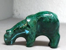 ZUNI FETISH F-5291 MALACHITE MOUNTAIN LION BY STEWART QUANDELACY