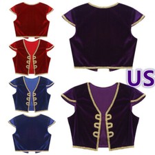 US Kid Boys Arabian Prince Costume Sleeveless Waistcoat Vest Top for Stage Party