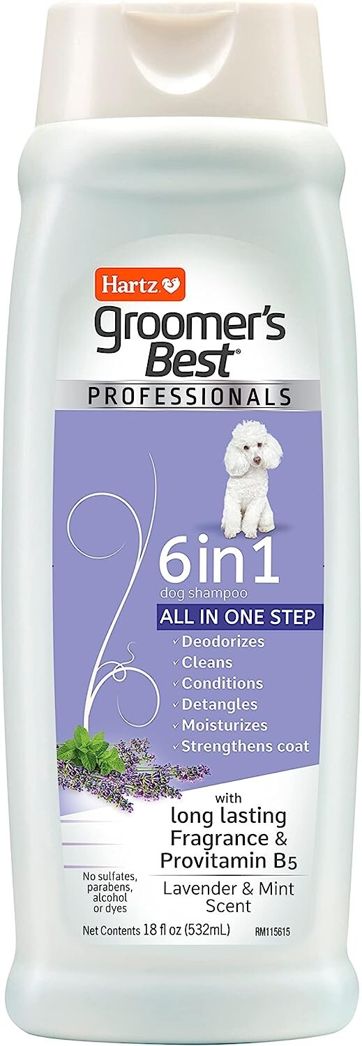 Hartz Groomers Best PROFESSIONALS 6 IN 1 Dog Shampoo 18 fl oz-USA