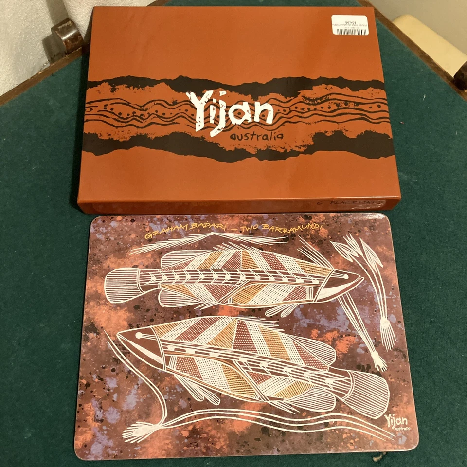 Set aus 6 neuen Tischsets Yijan Australien traditionell Künstlermalerei Korkrücken