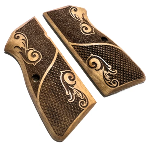 Empuñaduras de nogal Browning de alta potencia con desplazamiento y cuadros Foto 3 de 4