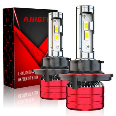 AJHGFOW H13 9008 Canbus LED Headlight Bulbs Kit High Low Beam Super Bright 6500K
