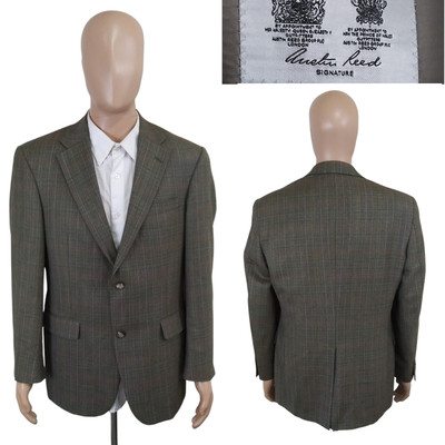 Austin Reed Signature Two Button Glen Plaid Check Green Wool Sport Coat 40R