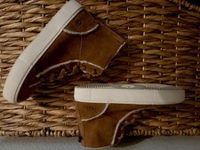 UGG Brown Suede Fur Trim Ankle Bootie Round Toe Women's Boots