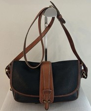 Vtg Dooney  Bourke Equestrian Navy English Tan Crossbody Bag