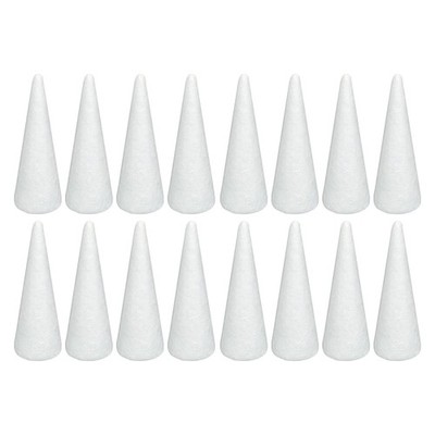 16 Pack Craft Foam Tree Cones for DIY Arts and Crafts (2.76 x 7.2in), White P...