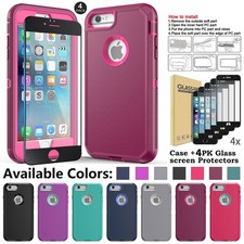 For iPhone 6 7 8 Plus SE 2020 Shockproof Rugged Case Cover 4 Screen Protector