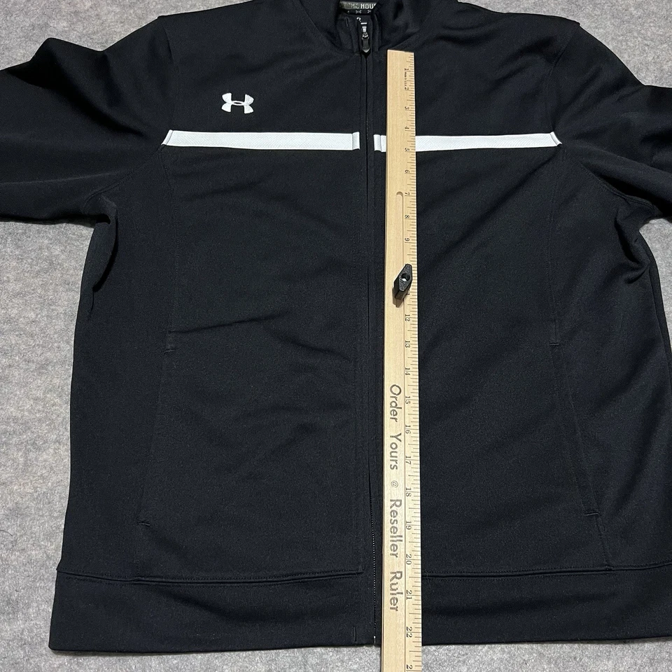 Jaqueta de pista Under Armour masculina preta TODAS AS ESTAÇÕES ENGRENAGEM solta MÉDIA zíper completo - Imagem 2 de 4