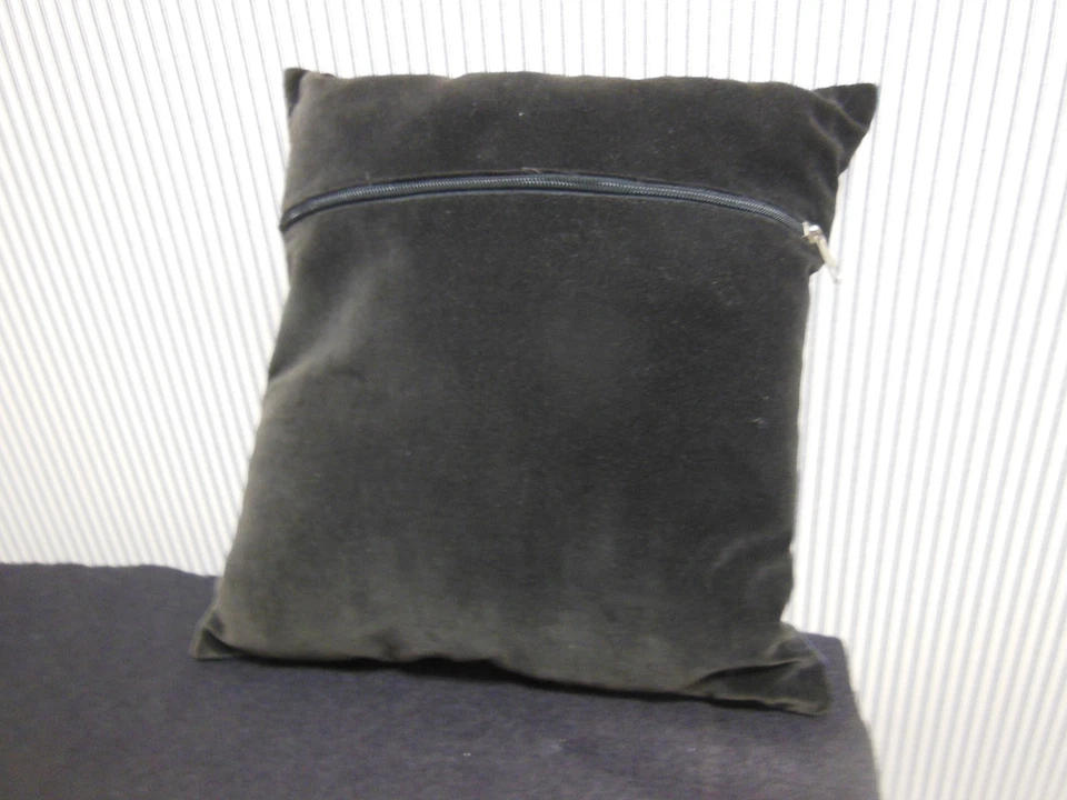 Vintage Needlepoint Pillow Flowers/Leaves. Black Velvet Back, Zipper- 14" X 14” - Image 4 of 4