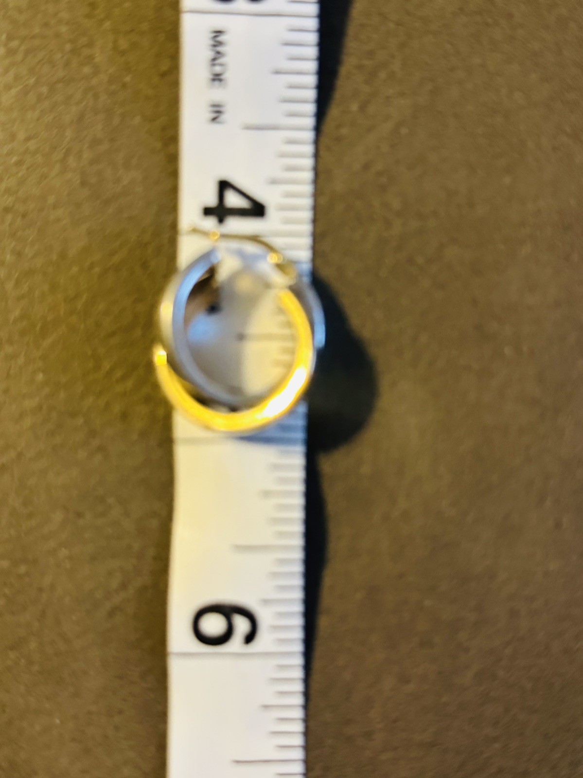 14K Solid Two Tone Gold Double Round Medium Hoop … - image 5