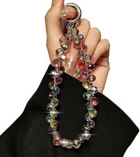 Crystal Beaded Phone Wrist Strap Lanyard Keychain Wristlet Chain for Cell Phones
