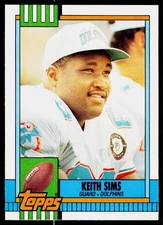 Keith Sims, 1990 Topps Traded, #113T, Miami Dolphins, RC