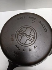 Griswold LBL Flat Bottom 7 701c Skillet Reseasoned 
