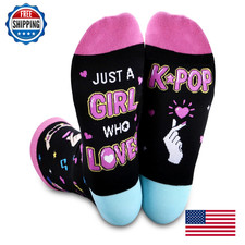 Kpop Socks for Girls Women Teens Just a Girl Who Loves K-Pop Valentine’s Day Gif